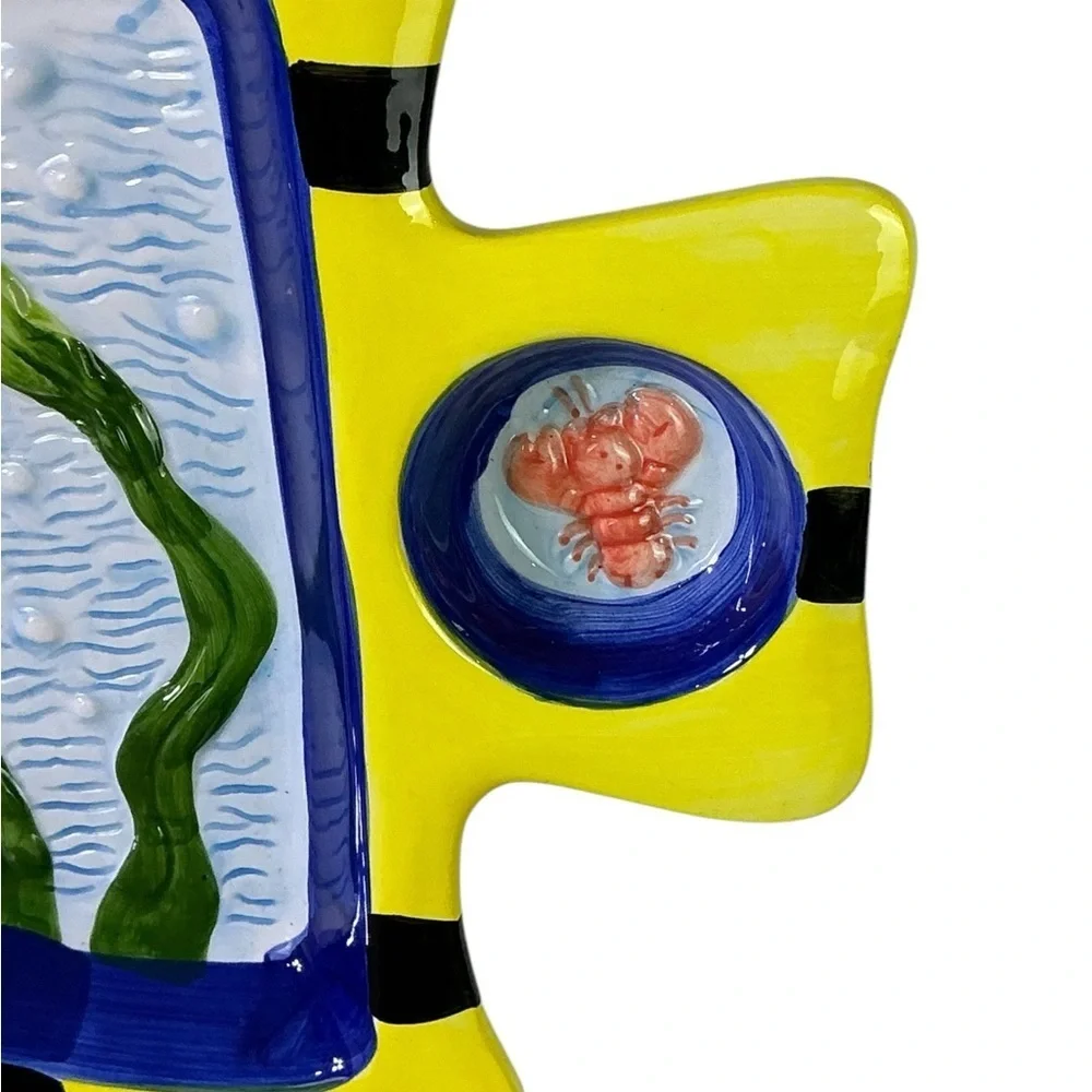 Tropical Angel Fish Design Dip Bowl Decorative Platter Tray 13 Inches